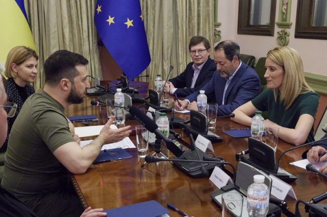 EU officials visit Kyiv as Russia strikes civilian target EU officials visit Kyiv as Russia strikes civilian target