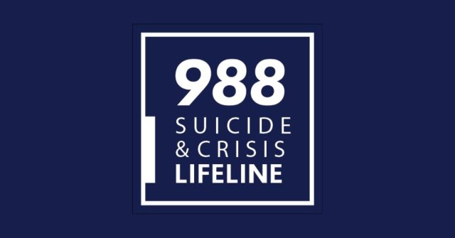 988 Suicide Crisis Lifeline Logo A person holding a phone with the 988 Suicide and Crisis Lifeline number visible on the screen