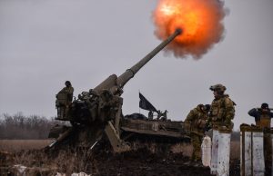 NATO Says Russia Opens New Ukraine Offensive Smoke rises from burning apartment blocks in Bakhmut as artillery shells strike the city streets.