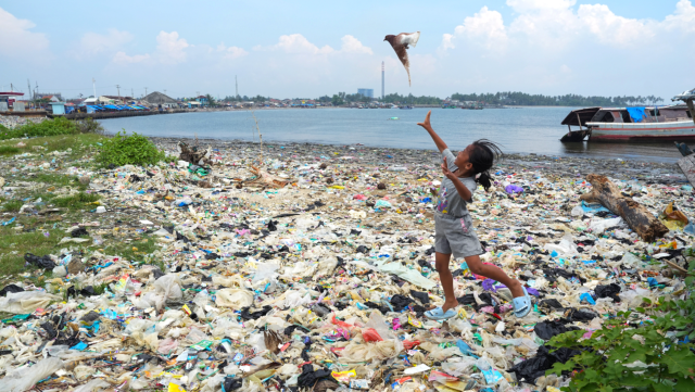 Labuan Indonesia Plastic Waste Beach Labuan Indonesia Plastic Waste Beach