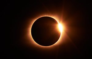 Ring of Fire Eclipse Sweeps Pacific Ocean Today A thin ring of sunlight glows around the dark lunar disk during an annular solar eclipse over the Pacific Ocean.